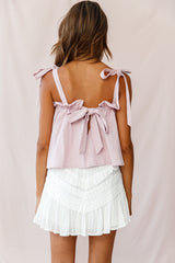 Journey Tied Shoulder Elasticated Neckline Top Blush
