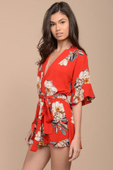 Giavanna Floral Romper Red