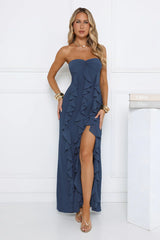 Twirl Queen Strapless Maxi Dress Teal