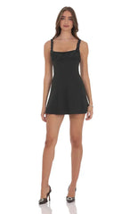 Florette Bust Skater Dress In Black
