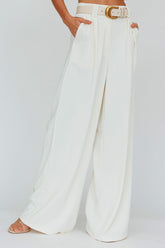 Regal Wide-Leg Mid Rise Pants Cream