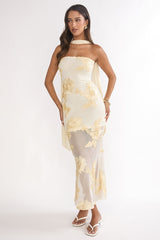 Vivia Strapless Embellished Maxi Dress Yellow