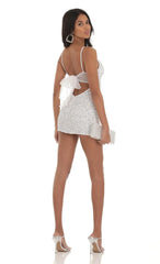 Velvet Sequin Bodycon Dress in White