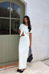 Don't Mind Scallop Edge Knit Skirt Cream