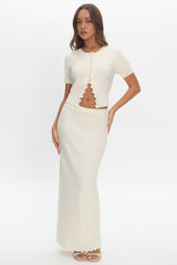 Don't Mind Scallop Edge Knit Skirt Cream