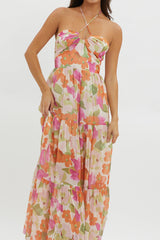 Main Attraction Halterneck Dress Print Pink