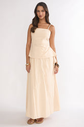 Riviera Romance Pleat Maxi Skirt Cream