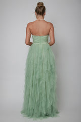 Rori Tulle Cascade Maxi Dress Sage