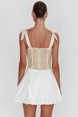 Odila Bow Shoulder Corset Top Champagne