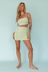 Light Speed Fluffy Mini Skirt Pistachio