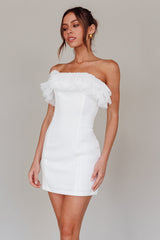 Elara Frill Neckline Mini Dress Off White