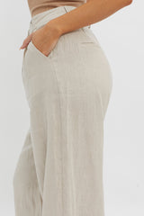 Dodie Straight Leg Trouser Pants Linen Oat