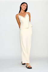 Pammy Lace Trim Maxi Skirt Oyster