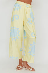 Nectar Sun Print Wide Leg Pants Yellow
