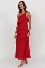 Delwyn One-Shoulder Maxi Dress Red