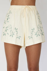 Ciao Ciao Embroidered Drawstring Shorts Butter