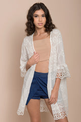Laurie Floral Cardigan White