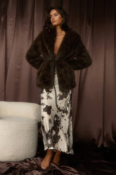 Takara String Tie Maxi Skirt Cow Print