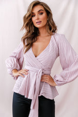 Macy Fit & Flare Wrap Top Mauve