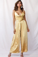 Mali Wide Leg Belted Jumpsuit Mustard
