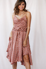 Ava Cowl Neck Drawstring Midi Dress Bronze