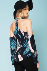 Lilyanna Floral Top Navy / Peach