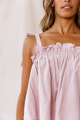 Journey Tied Shoulder Elasticated Neckline Top Blush