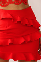 Frilled To Meet You Mini Skirt Red