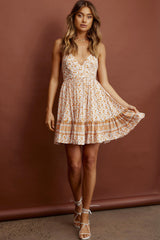 Go Get It Halterneck Sun Dress Floral Orange