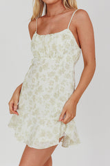 Promise Me Ruched Bust Pintuck Pleat Detail Dress Floral Pistachio