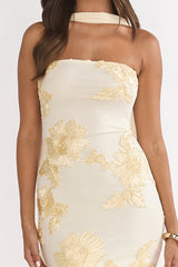 Vivia Strapless Embellished Maxi Dress Yellow
