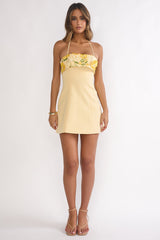 Sunbeam Kiss Foldover Floral Bust Mini Dress Butter
