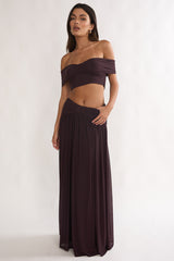 Farela Off-Shoulder Crop Top Coffee