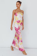 Jacquelynne Halter Cowl Back Maxi Dress Pink