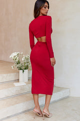 Manhattan Nights Ruched Detail Front Split Midi Skirt Wine