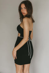 Nohemi Strapless Diamante Mini Dress Black