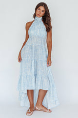 South Haven Halter Midi Dress Floral Blue