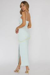 Blair Piping Trim Midi Dress Light Blue
