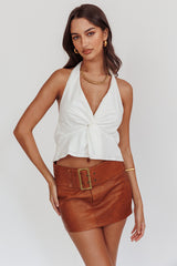 Zoriah Twist Bust Halterneck Top White