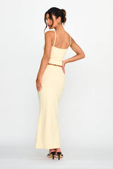 Strike A Pose Ribbed Maxi Skirt Cream