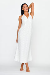 Lavara Halterneck Midi Dress White