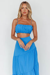 Bondi Gathered Crop Top Sapphire