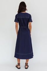 Aspen Love Front Pocket Midi Dress Indigo