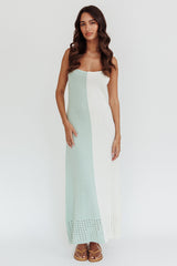 Sunday Fun Day Knit Maxi Dress Sage Cream