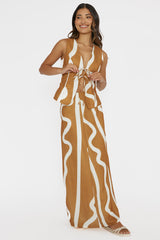 Meet Me There Tied Vest Top Abstract Tan