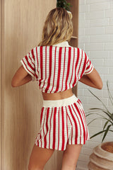 Influence Knit Shorts Striped Red