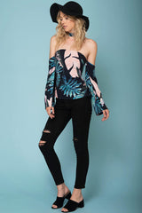 Lilyanna Floral Top Navy / Peach